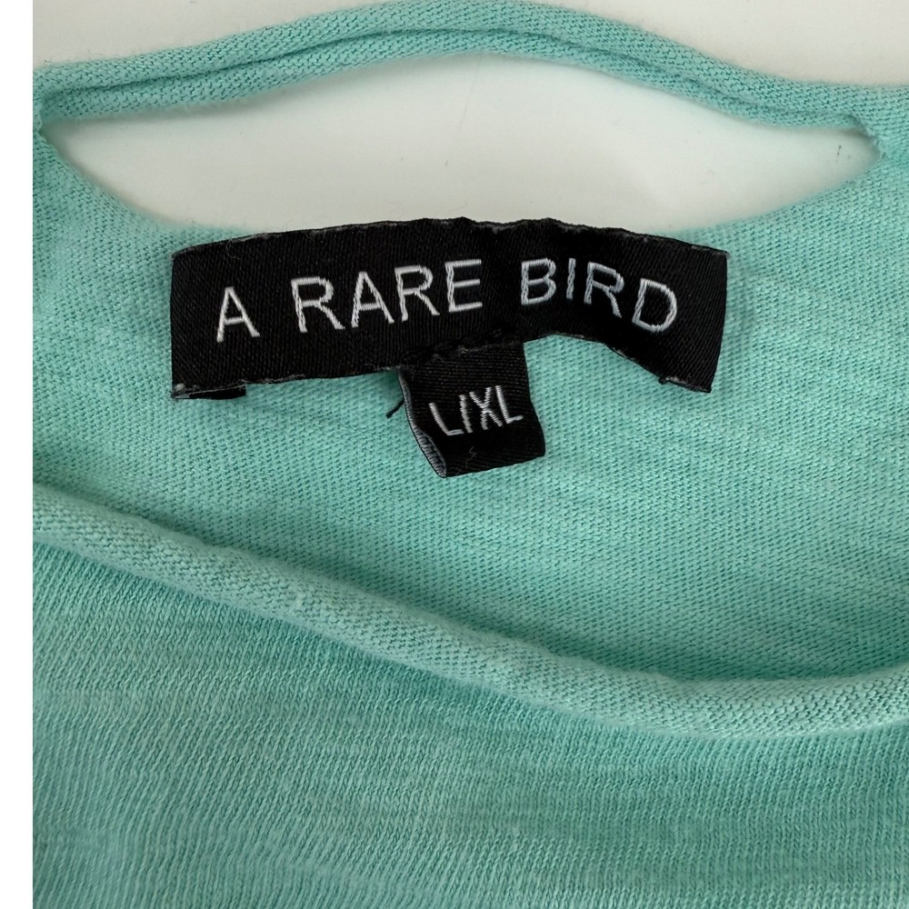 A Rare Bird Teal Distressed Slub Knit Pocket T-Shirt L/XL Short Sleeve Edgy - Picture 7 of 10